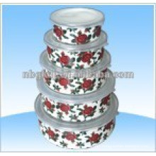 enamel ice bowl with PE lids& metel enamel mixing bowl